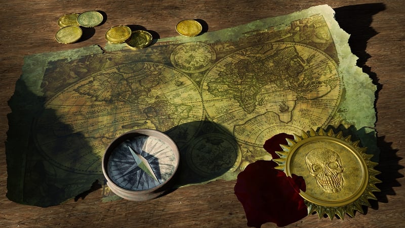 Old map and compass
